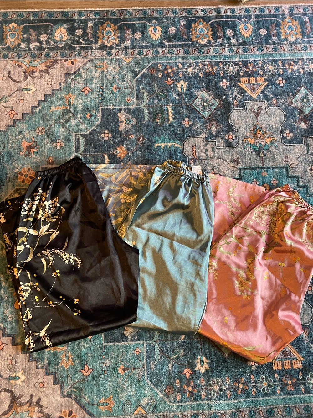 Floral Satin Sleep Pants Trio - Picture 2 of 13